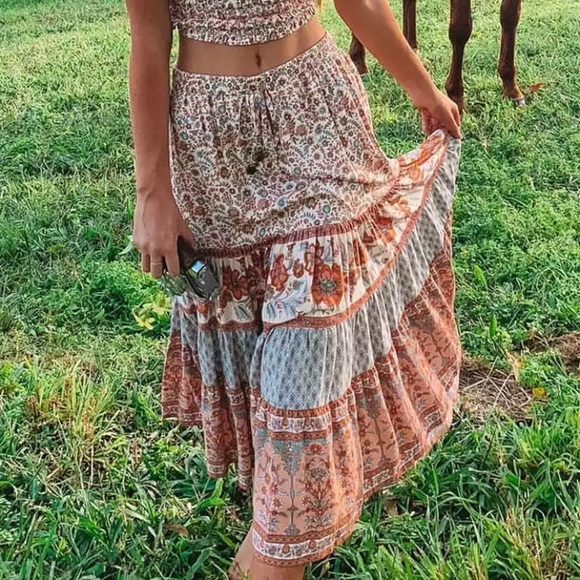 Dresses & Skirts - SOLD OUT Floral Bohemian Long Casual Summer Elastic Waist Skirt